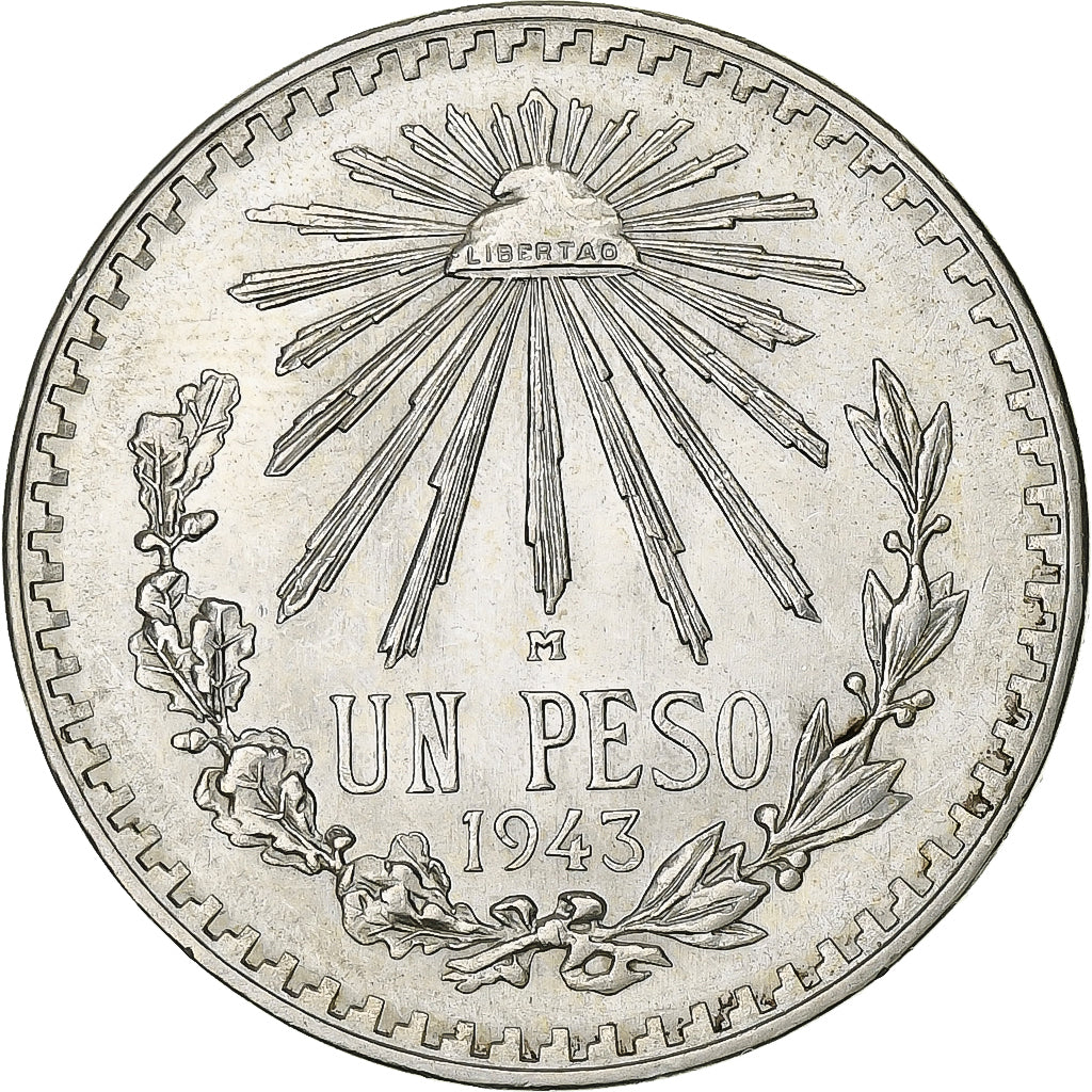 Mexique, Peso, 1943, Mexico City, Argent, SPL, KM:455