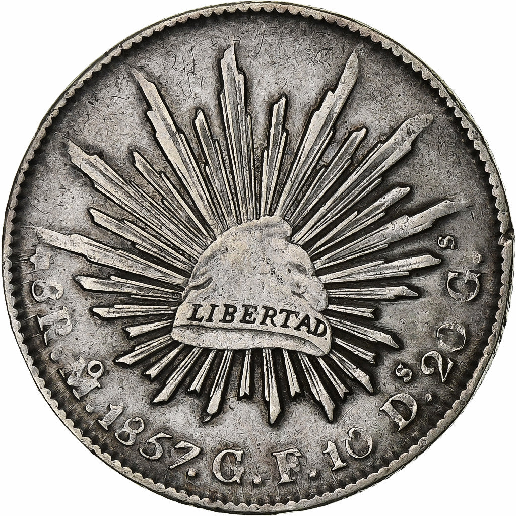 Mexico, 8 Reales, 1857, Mexico City, Silver, EF(40-45), KM:377.10