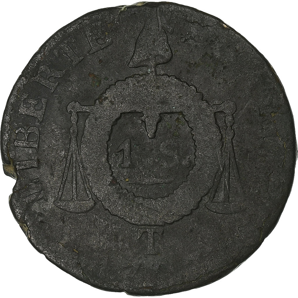 Frankreich, Sol, Sol aux balances françoise, 1793, Nantes, Bronze, SGE