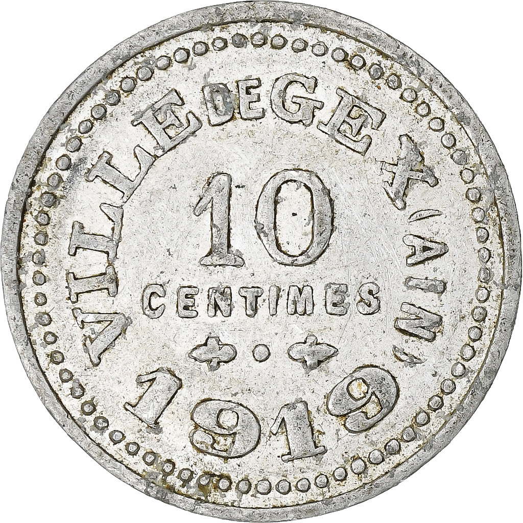 Frankreich, Ville de Gex, 10 Centimes, 1919, Medal alignment, SS+, Aluminium
