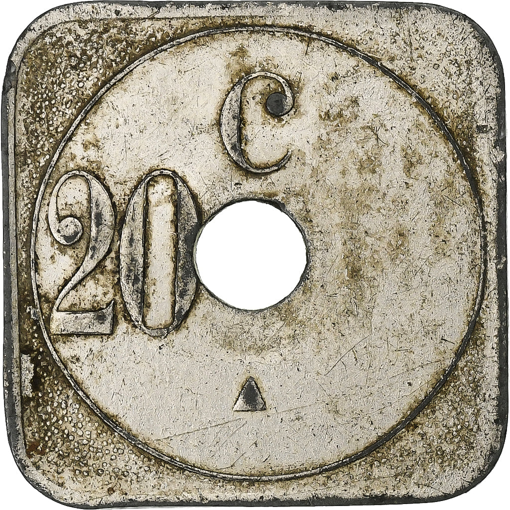 France, Tramways de Calais, 20 Centimes, AU(50-53), Nickel plated zinc