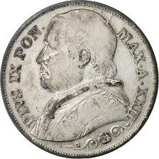 STATI ITALIANI, PAPAL STATES, Pius IX, 2 Lire, 1868, Rome, Argento, MB+