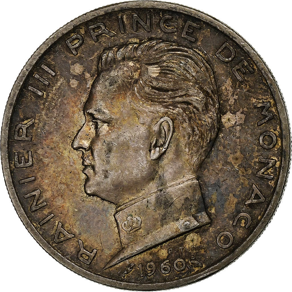 Monaco, Rainier III, 5 Francs, 1960, Paris, Silver, AU(50-53), Gadoury:MC152.5