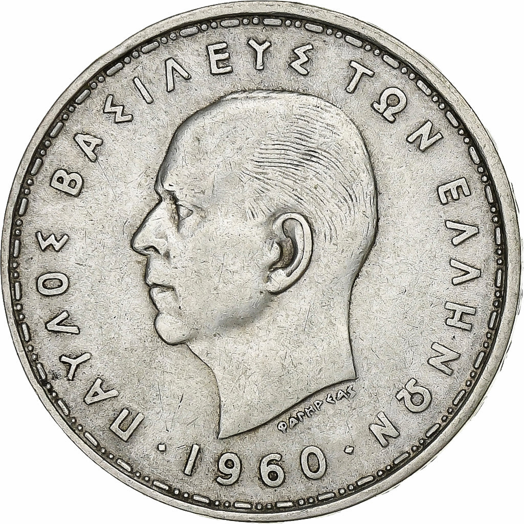 Griekenland, Paul I, 20 Drachmai, 1960, Zilver, ZF, KM:85