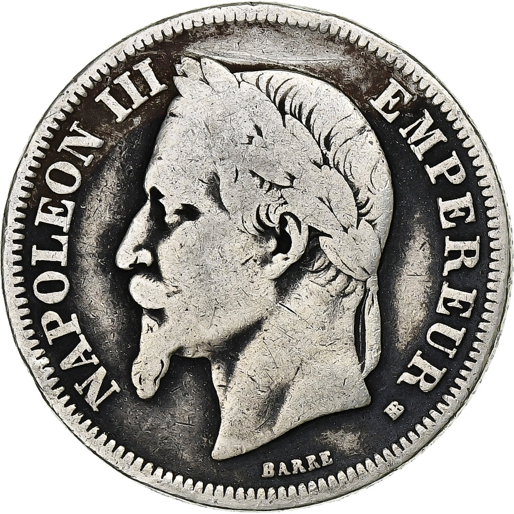 France, Napoleon III, 2 Francs, Napoléon III, 1868, Strasbourg, Silver