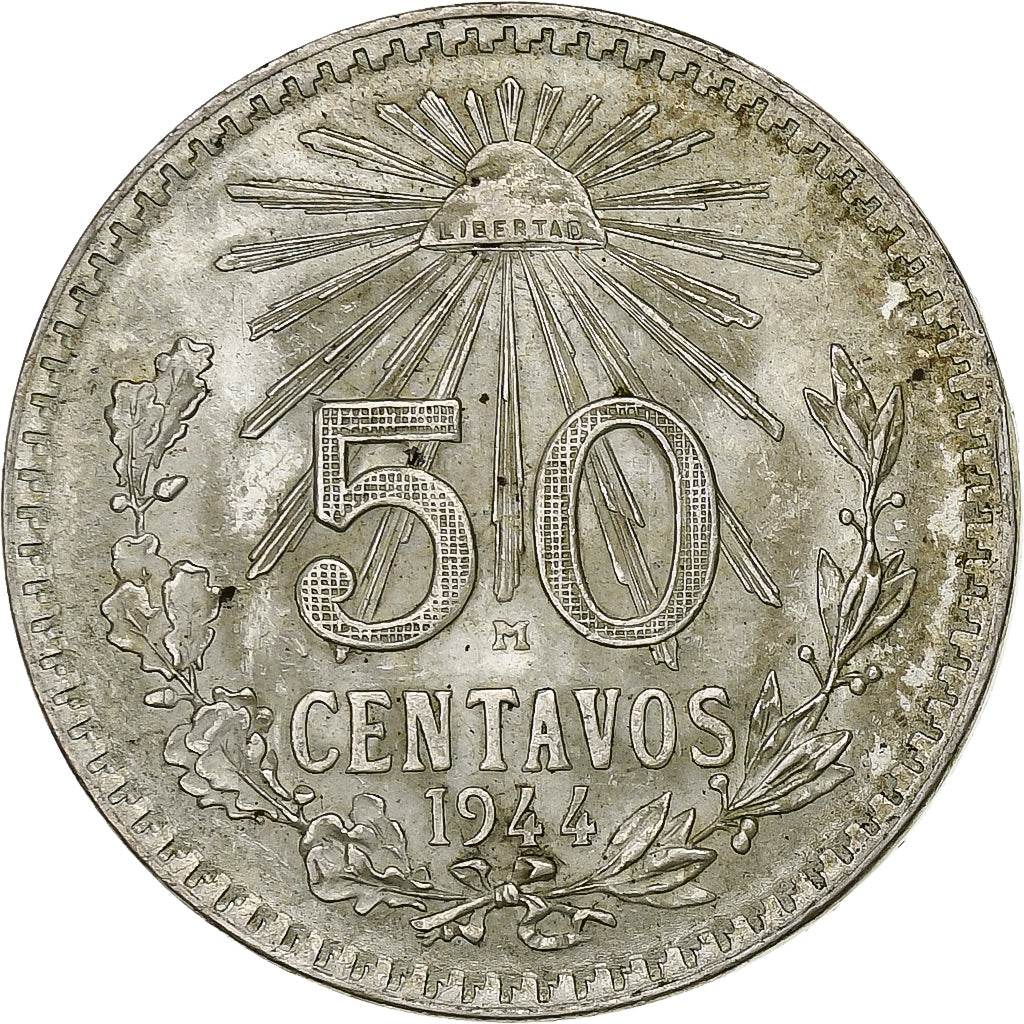Mexico, 50 Centavos, 1944, Mexico City, Silver, AU(55-58), KM:447