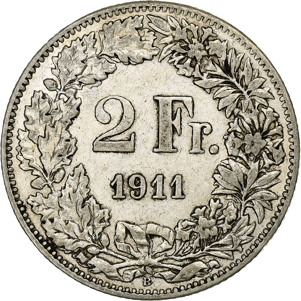Switzerland, 2 Francs, 1911, Bern, Silver, AU(50-53), KM:21