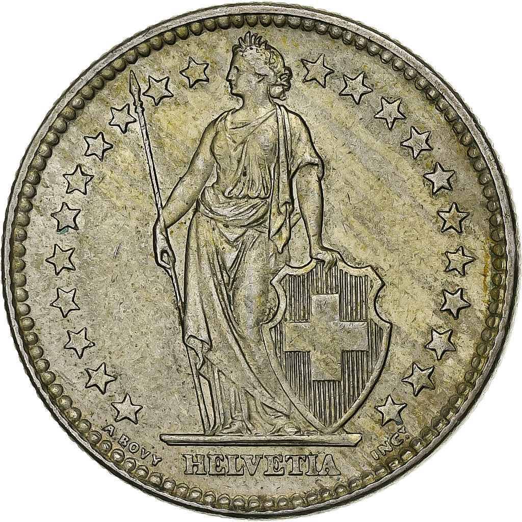 Suíça, 2 Francs, 1961, Bern, Prata, AU(55-58), KM:21