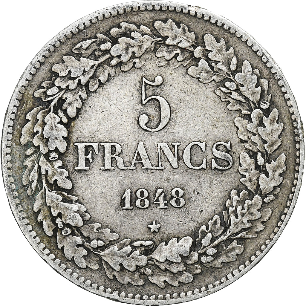 Belgium, Leopold I, 5 Francs, 5 Frank, 1848, Silver, EF(40-45), KM:3.2