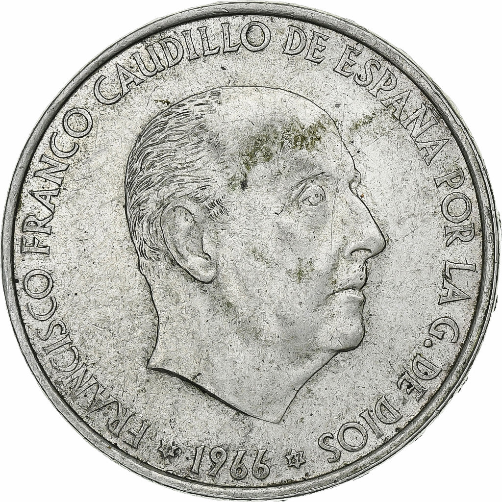 Spanje, Caudillo and regent, 100 Pesetas, 1966 (67), Zilver, ZF+, KM:797