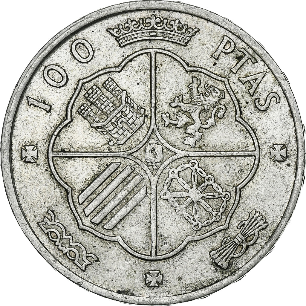 Spanje, Caudillo and regent, 100 Pesetas, 1966 (67), Zilver, ZF+, KM:797