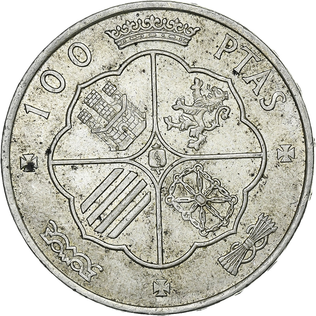 Spain, Caudillo and regent, 100 Pesetas, 1966 (67), Silver, AU(55-58), KM:797