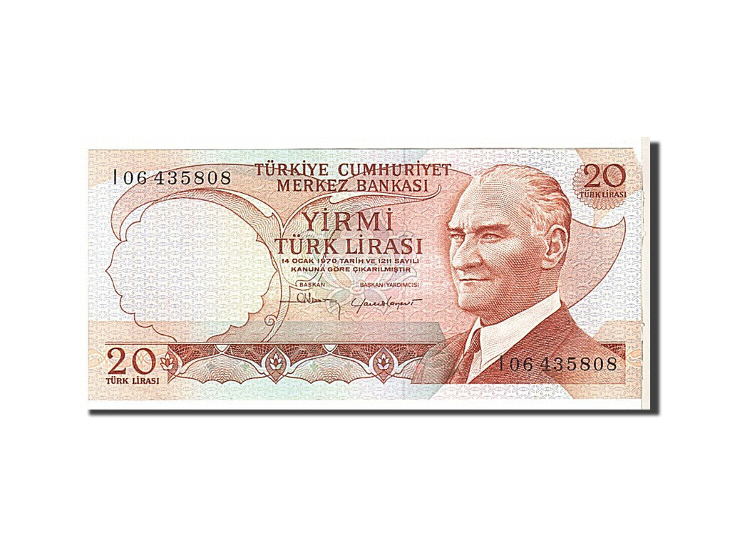 Geldschein, Türkei, 20 Lira, 1970, KM:187b, SS