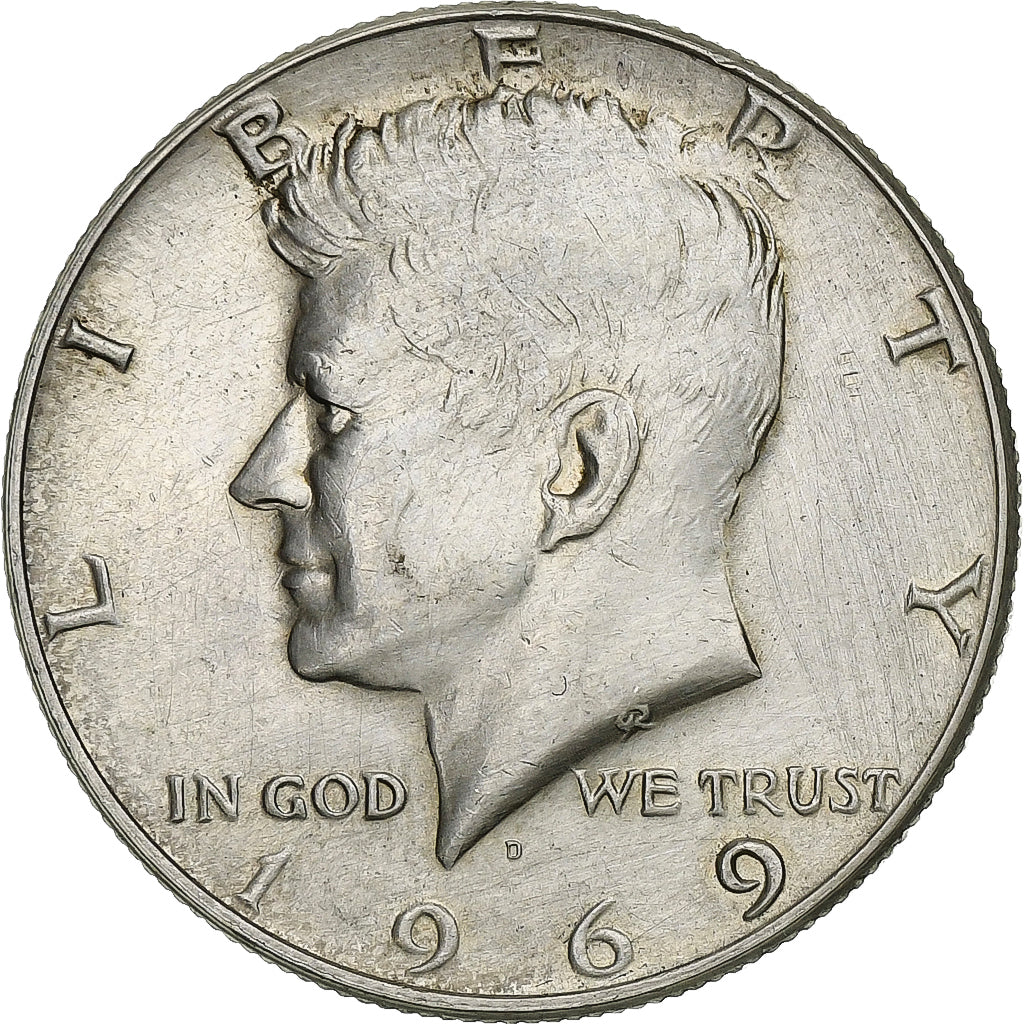 United States, Half Dollar, 1969, Denver, Silver, AU(55-58), KM:202a