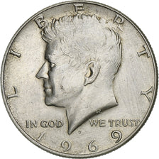 United States, Half Dollar, 1969, Denver, Silver, AU(55-58), KM:202a