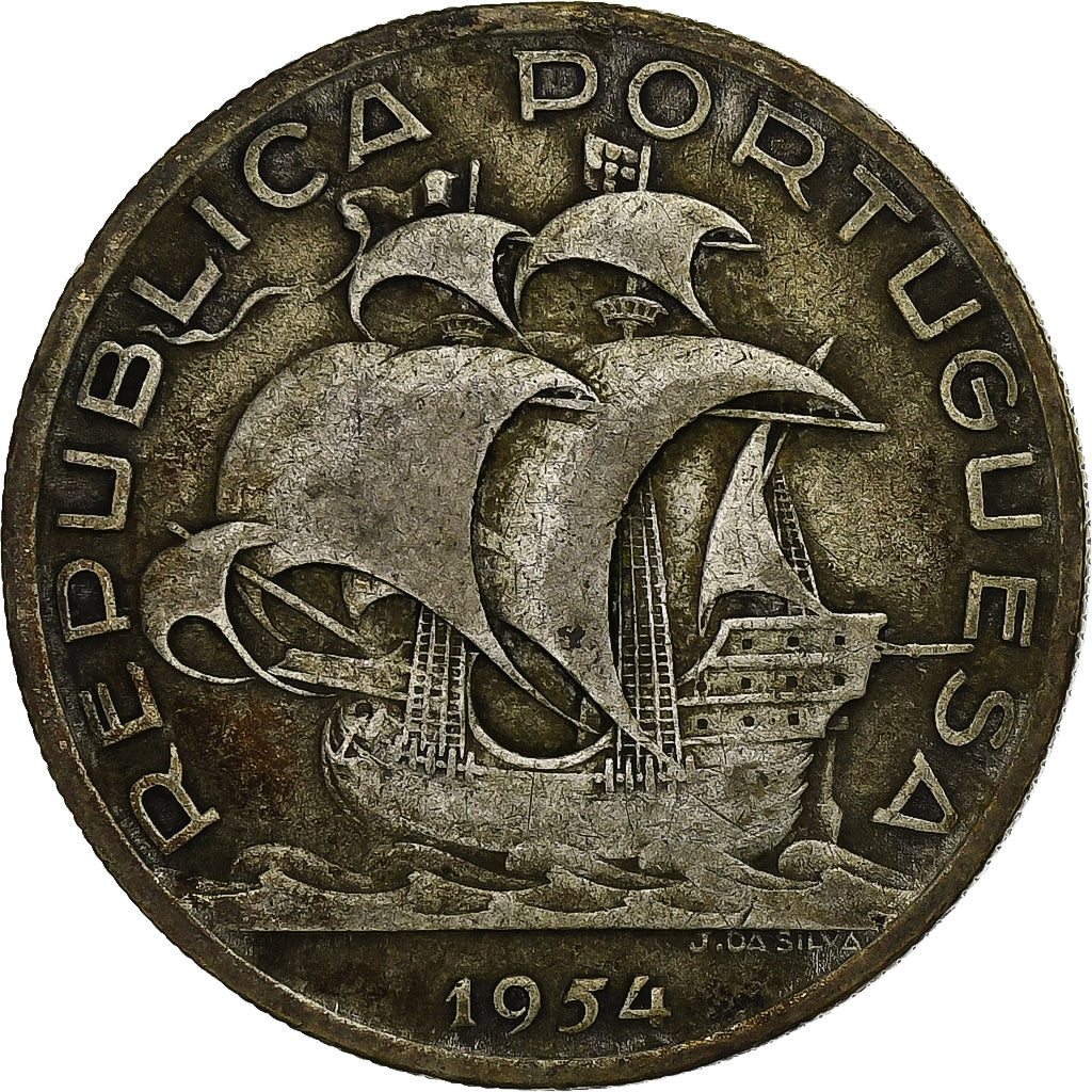 Portugal, 10 Escudos, 1954, Silber, S+, KM:586