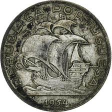 Portugal, 10 Escudos, 1954, Silver, EF(40-45), KM:586