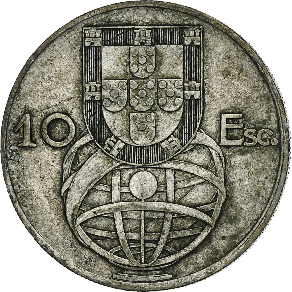 Portugal, 10 Escudos, 1954, Silver, EF(40-45), KM:586