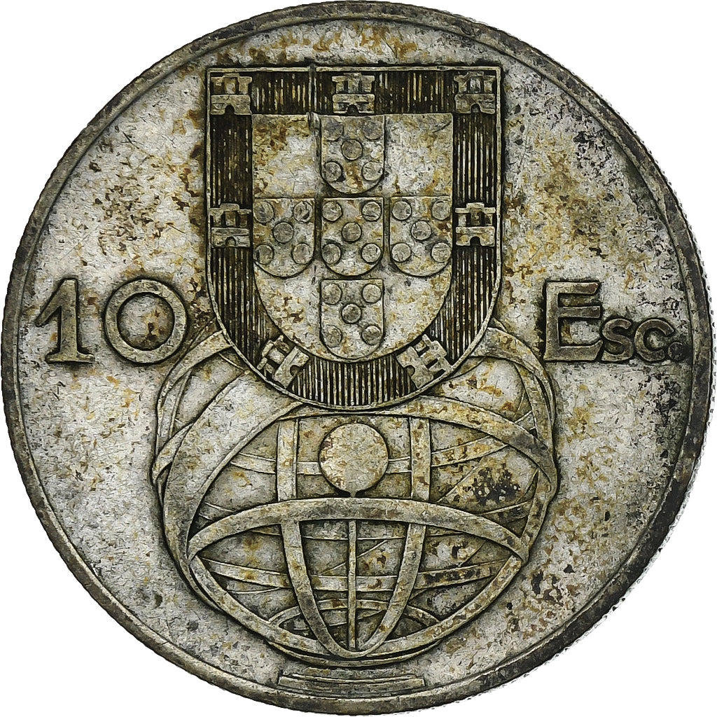 Portugal, 10 Escudos, 1954, Silver, EF(40-45), KM:586