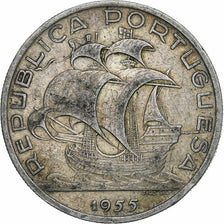 Portugal, 10 Escudos, 1955, Silver, AU(50-53), KM:586