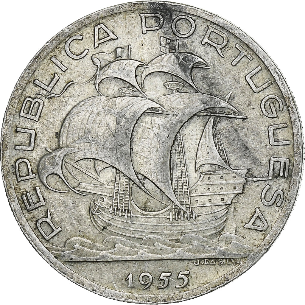 Portogallo, 10 Escudos, 1955, Argento, SPL-, KM:586