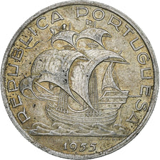 Portugal, 10 Escudos, 1955, Silver, AU(55-58), KM:586