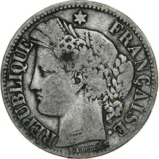 Francia, 2 Francs, Cérès, 1870, Paris, Plata, BC+, Gadoury:530, KM:817.1