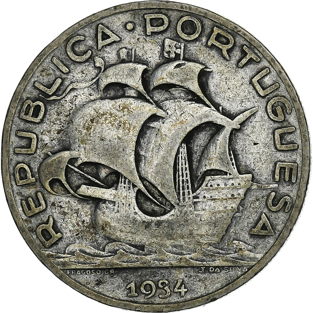 Portugal, 5 Escudos, 1934, Silber, S+, KM:581