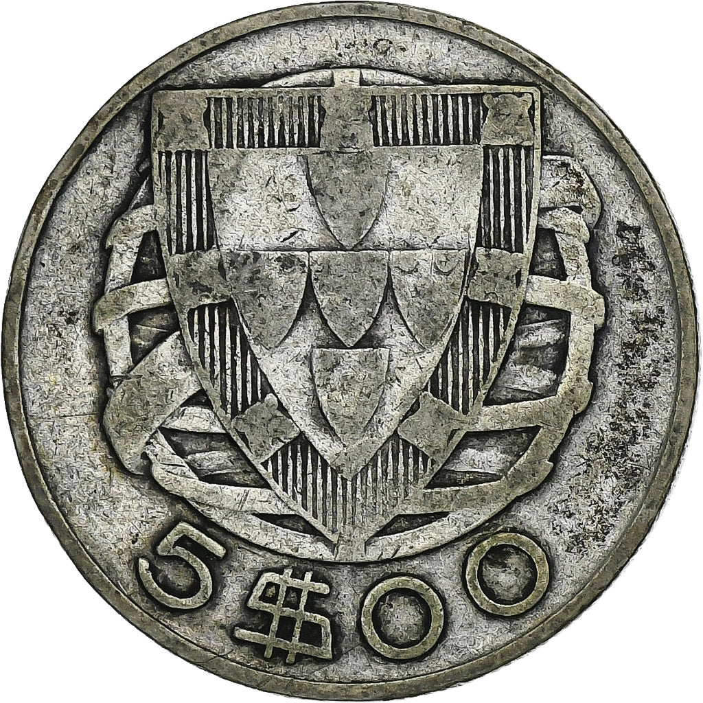 Portugal, 5 Escudos, 1934, Silber, S+, KM:581