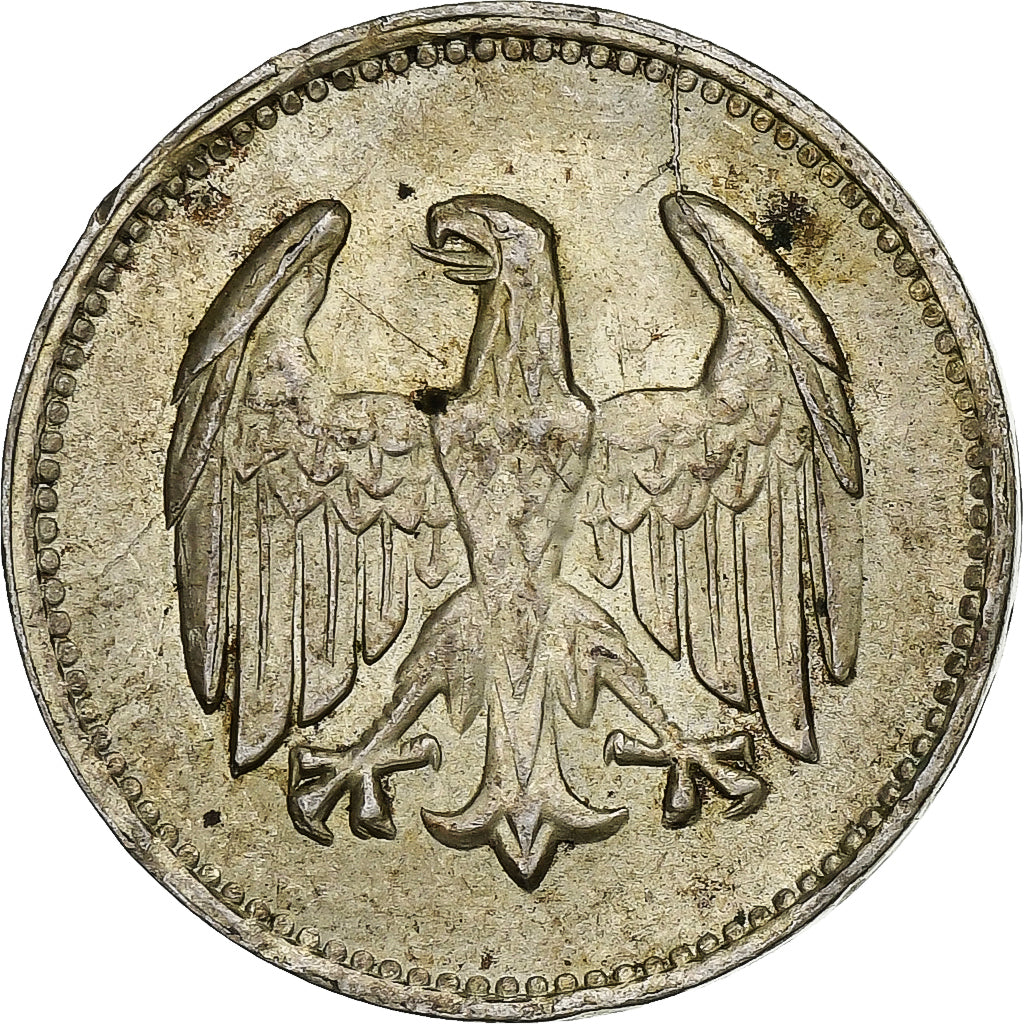 GERMANY, WEIMAR REPUBLIC, Mark, 1924, Karlsruhe, Silver, AU(50-53), KM:42