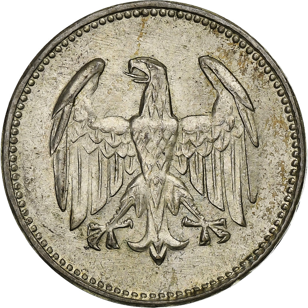 GERMANY, WEIMAR REPUBLIC, Mark, 1924, Karlsruhe, Silver, AU(55-58), KM:42