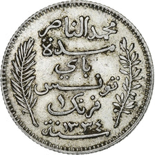 Tunisia, Muhammad al-Nasir Bey, Franc, 1916, Paris, Argento, SPL-, KM:238