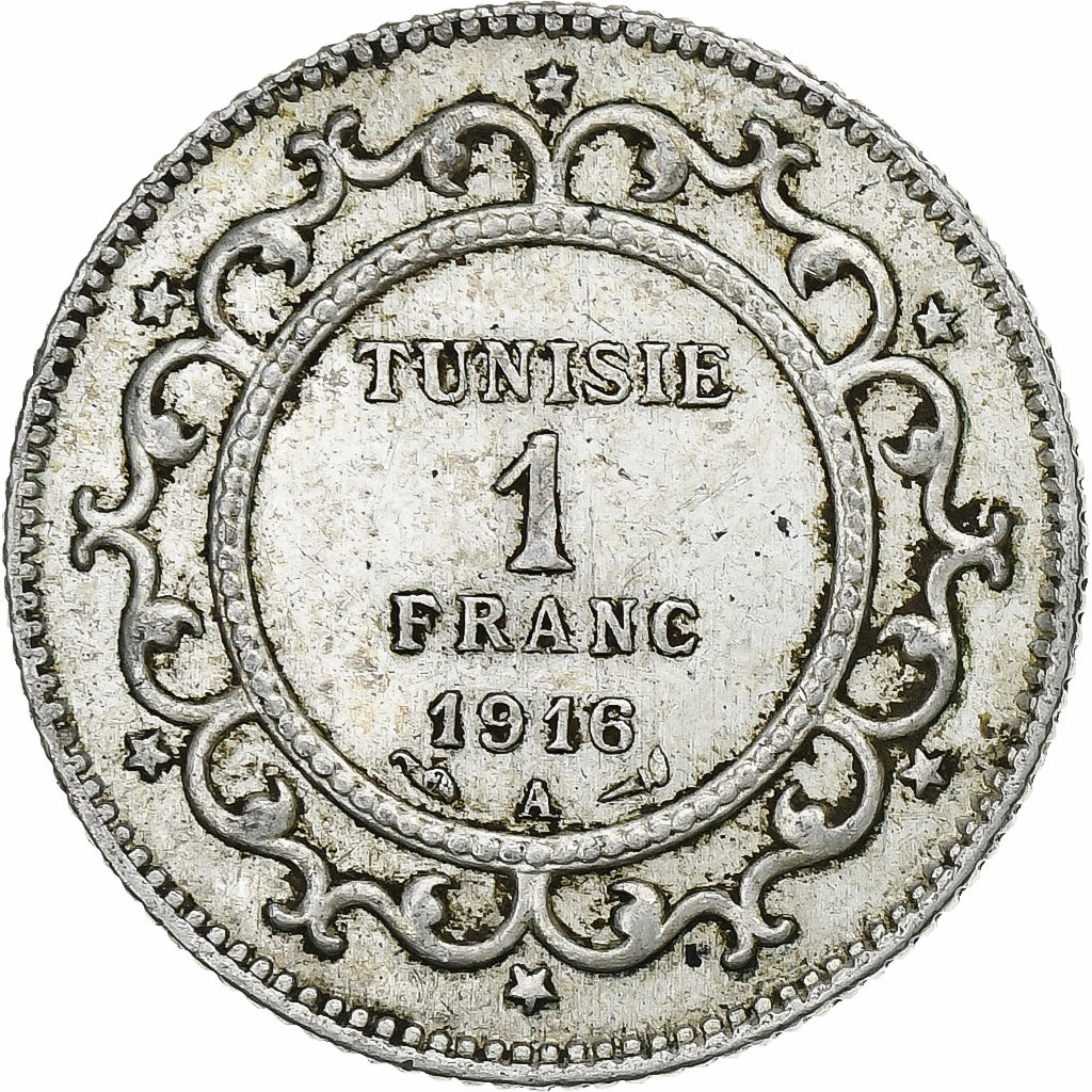 Tunisie, Muhammad al-Nasir Bey, Franc, 1916, Paris, Argent, SUP, KM:238