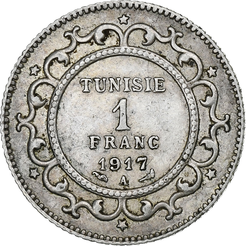 Tunisie, Muhammad al-Nasir Bey, Franc, 1917, Paris, Argent, SUP, KM:238