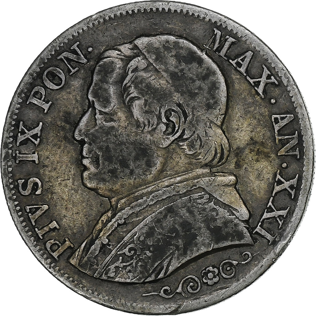 STATI ITALIANI, PAPAL STATES, Pius IX, Lira, 1867, Rome, Argento, MB+, KM:1378