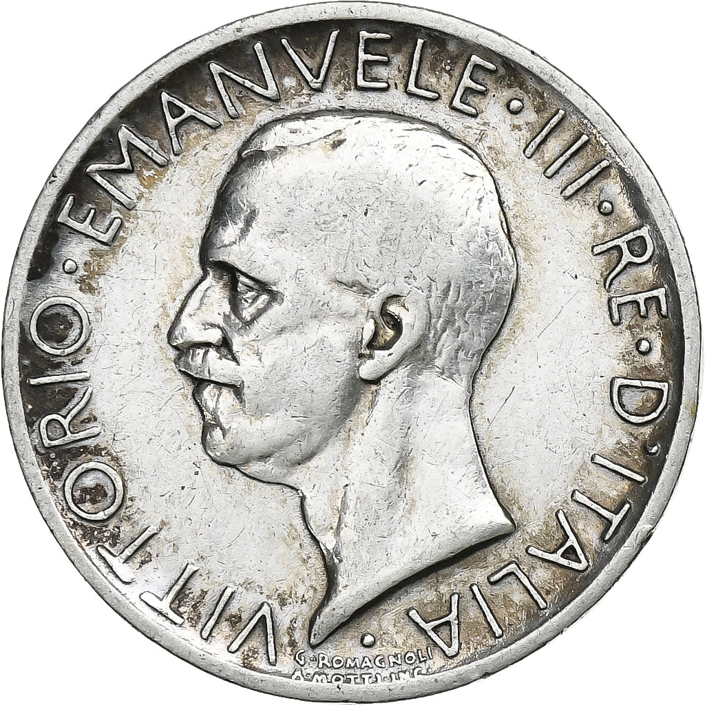 Italia, Vittorio Emanuele III, 5 Lire, 1926, Rome, Plata, MBC, KM:67.1