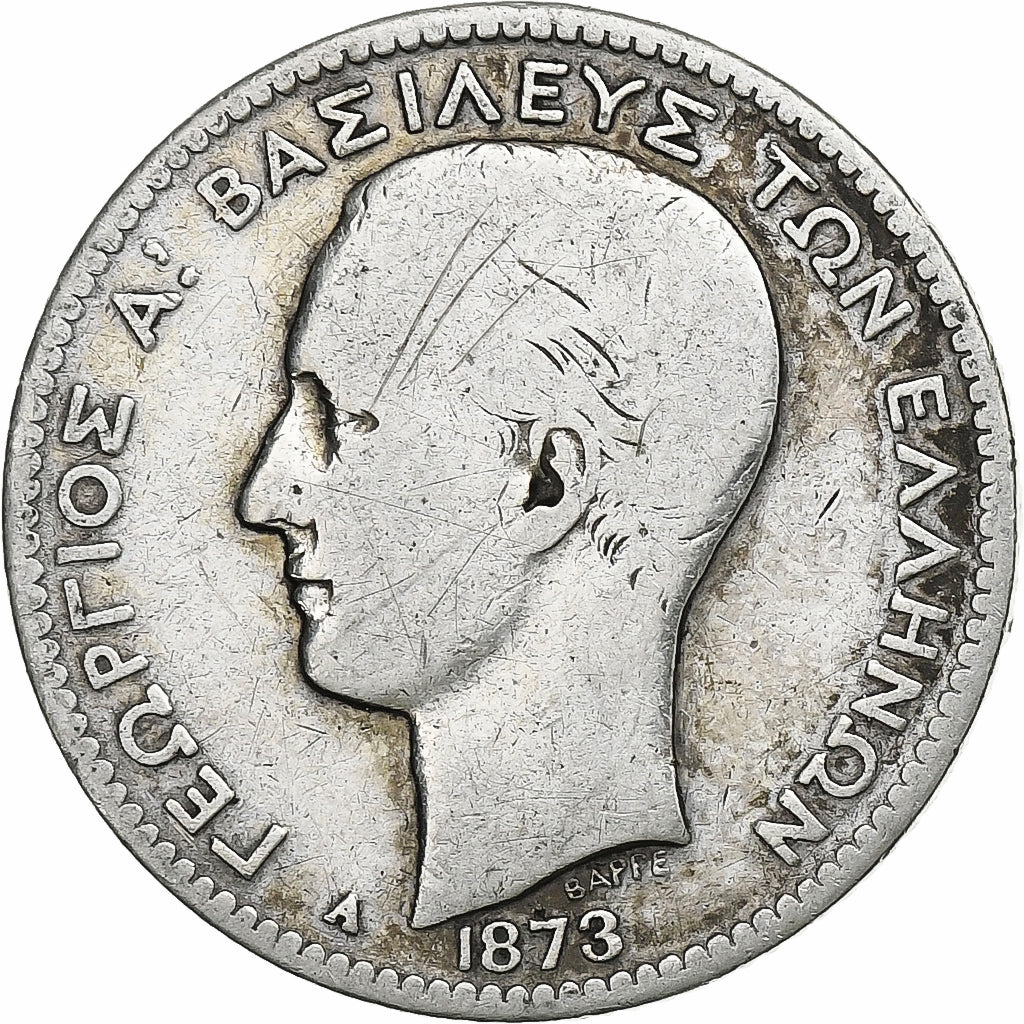 Greece, George I, Drachma, 1873, Paris, Silver, F(12-15), KM:38