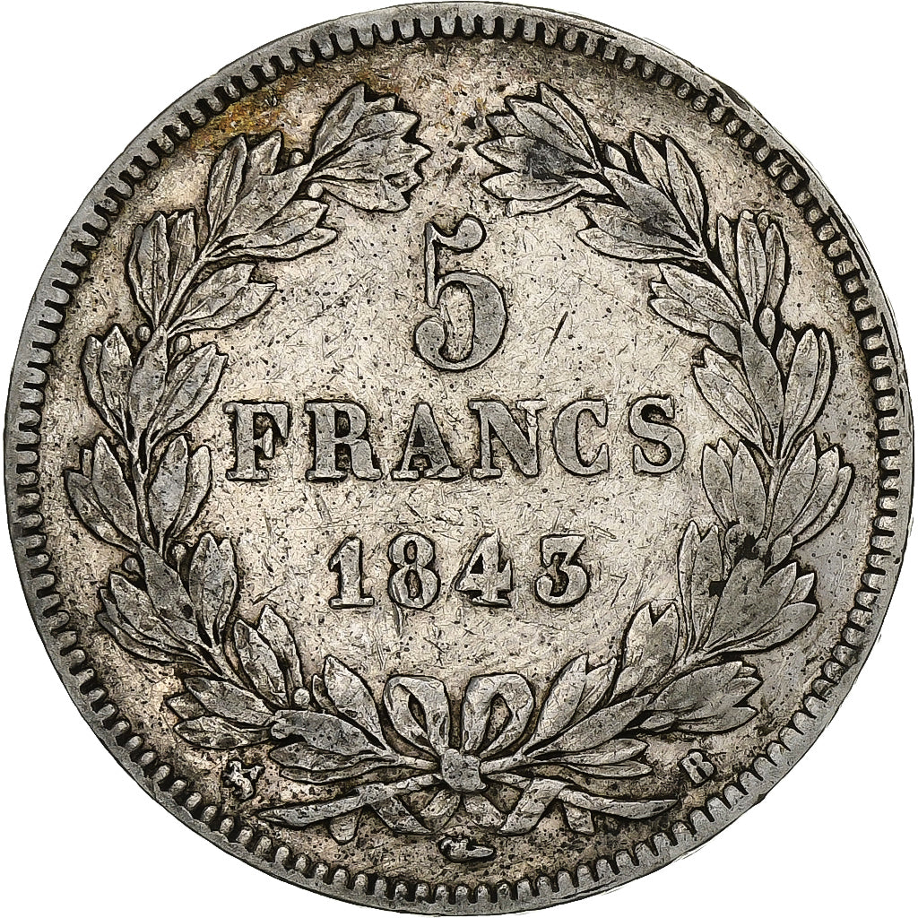 Francia, 5 Francs, Louis-Philippe, 1843, Rouen, Argento, MB+, Gadoury:678
