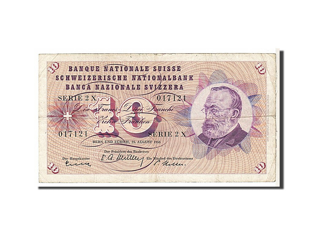 Geldschein, Schweiz, 10 Franken, 1955, SS
