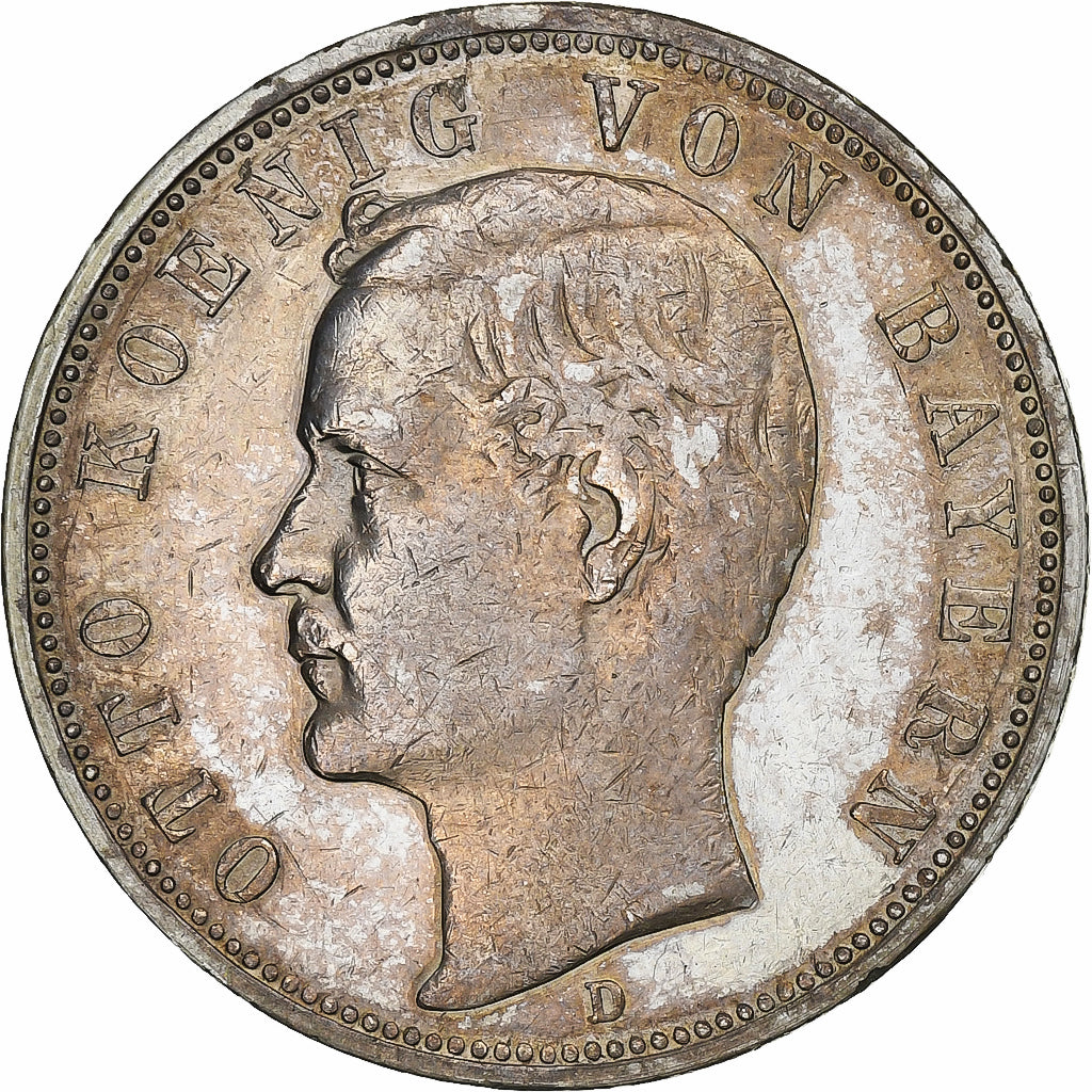 German States, BAVARIA, Otto, 5 Mark, 1893, Munich, Silver, EF(40-45), KM:915