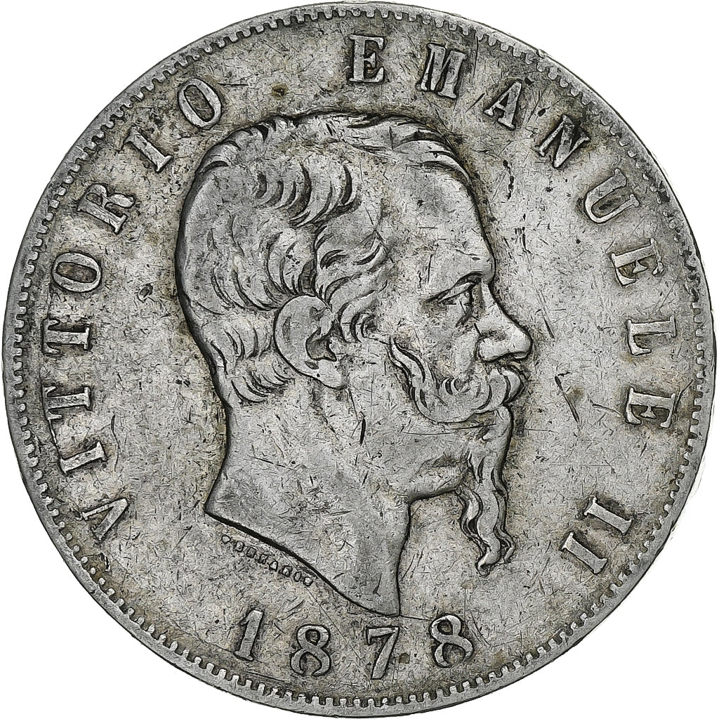 Italy, Vittorio Emanuele II, 5 Lire, 1878, Rome, Silver, VF(20-25), KM:8.4