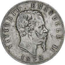 Italy, Vittorio Emanuele II, 5 Lire, 1878, Rome, Silver, VF(20-25), KM:8.4