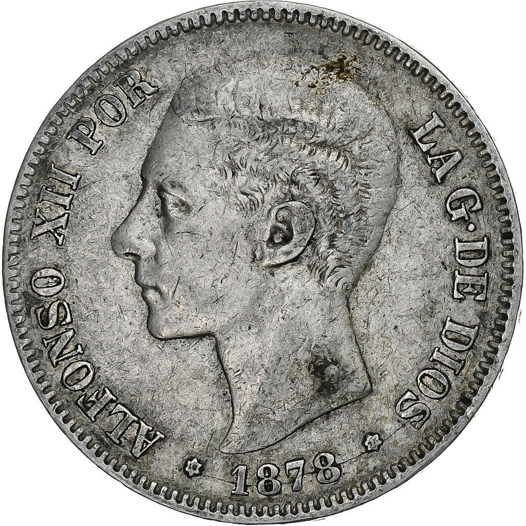 Spain, Alfonso XII, 5 Pesetas, 1878, Madrid, Silver, EF(40-45), KM:676