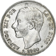 Spain, Alfonso XII, 5 Pesetas, 1884, Madrid, Silver, EF(40-45), KM:688