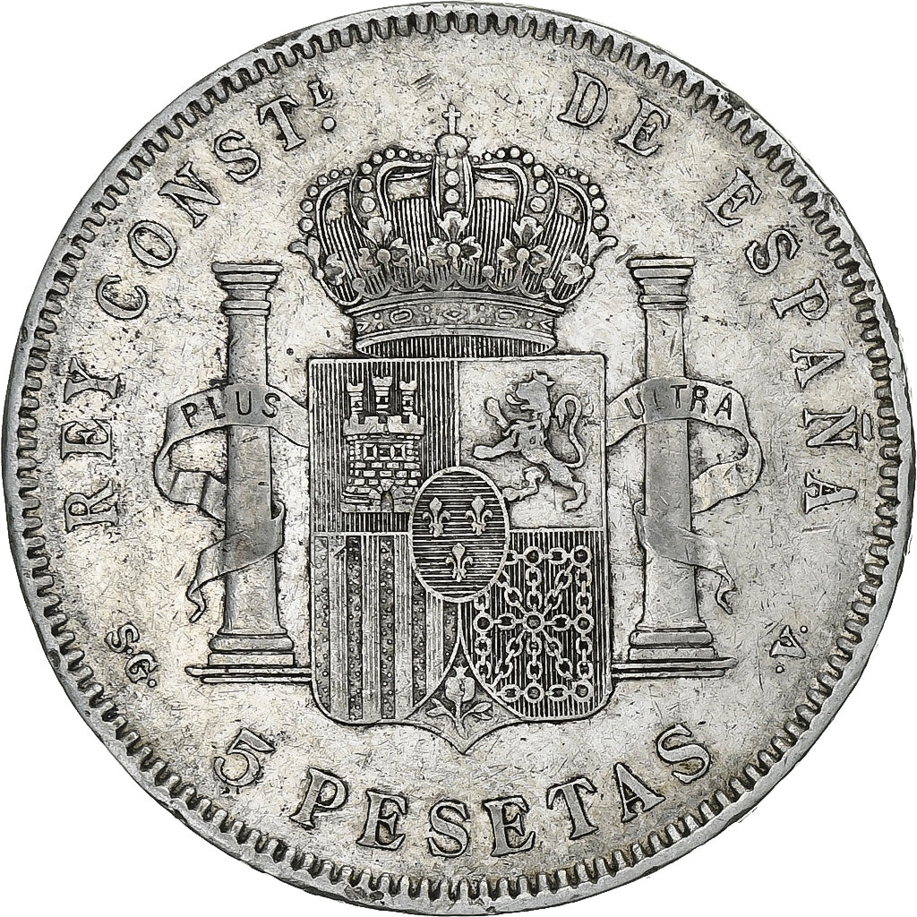 Spain, Alfonso XIII, 5 Pesetas, 1897, Madrid, Silver, EF(40-45), KM:707