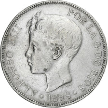 Espagne, Alfonso XIII, 5 Pesetas, 1898, Madrid, Argent, TB+, KM:707
