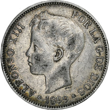 Spain, Alfonso XIII, 5 Pesetas, 1899, Valencia, Silver, EF(40-45), KM:707