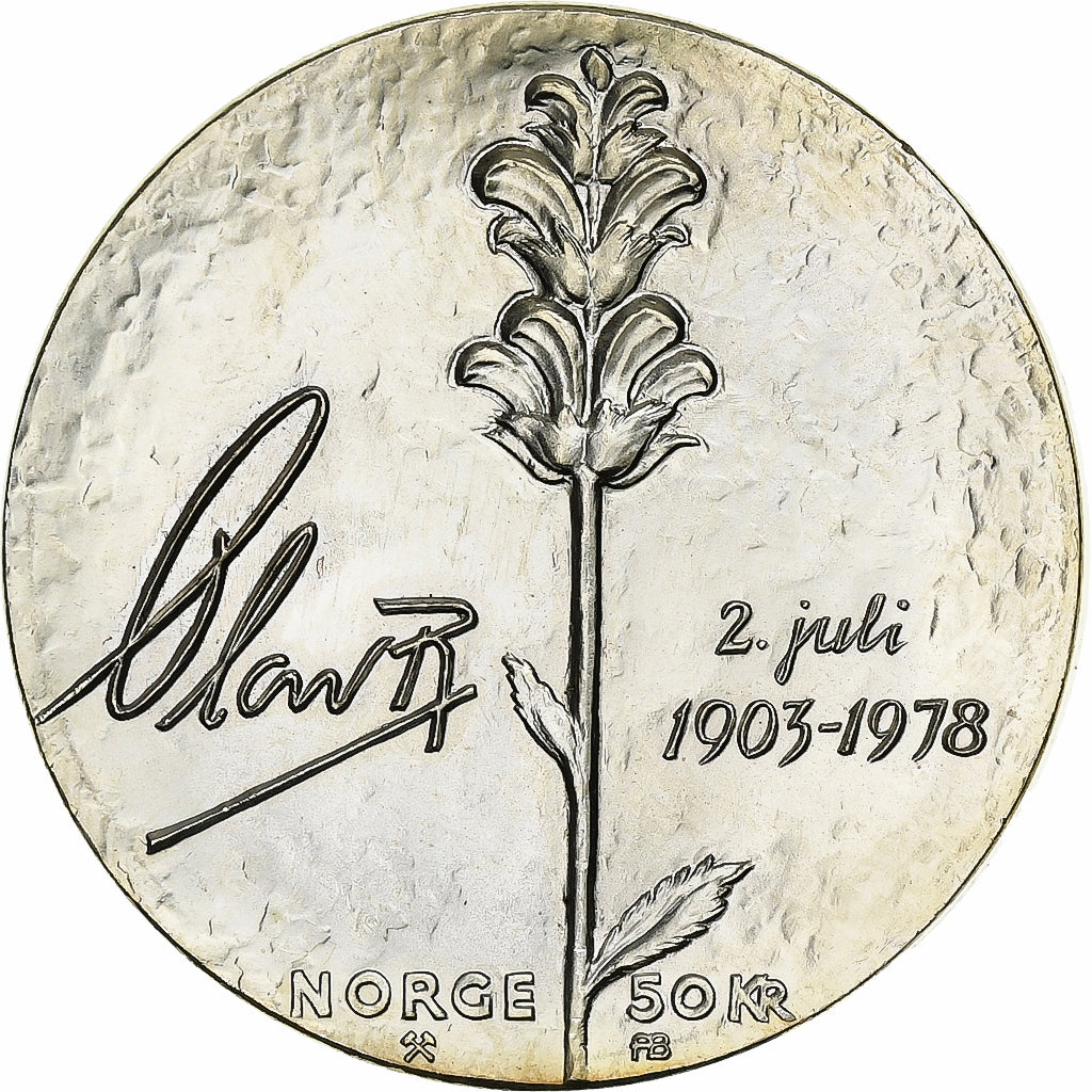 Norway, Olav V, 50 Kroner, 1978, Silver, MS(60-62), KM:424