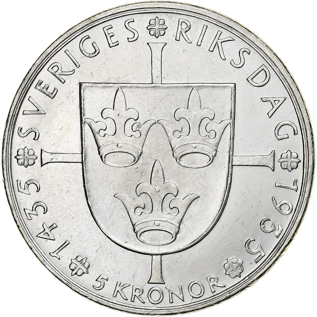 Svezia, Gustaf V, 5 Kronor, 1935, Argento, SPL, KM:806