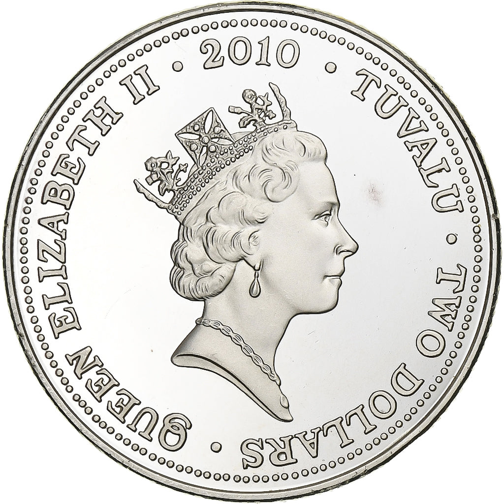 Tuvalu, Elizabeth II, 2 Dollars, 2010, Srebro, MS(65-70), KM:244